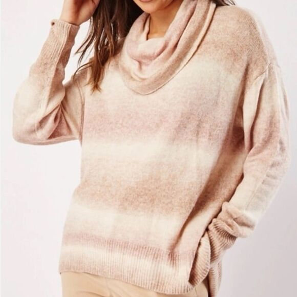 AMERICAN EAGLE Women’s Oversized Dreamspun Cowl Neck Striped Sweater Medium - Picture 1 of 11